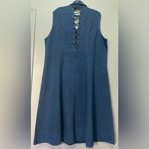Beautiful Vintage Bejeweled Plus Size Denim Dress /Denim Jacket trench - Picture 7 of 8